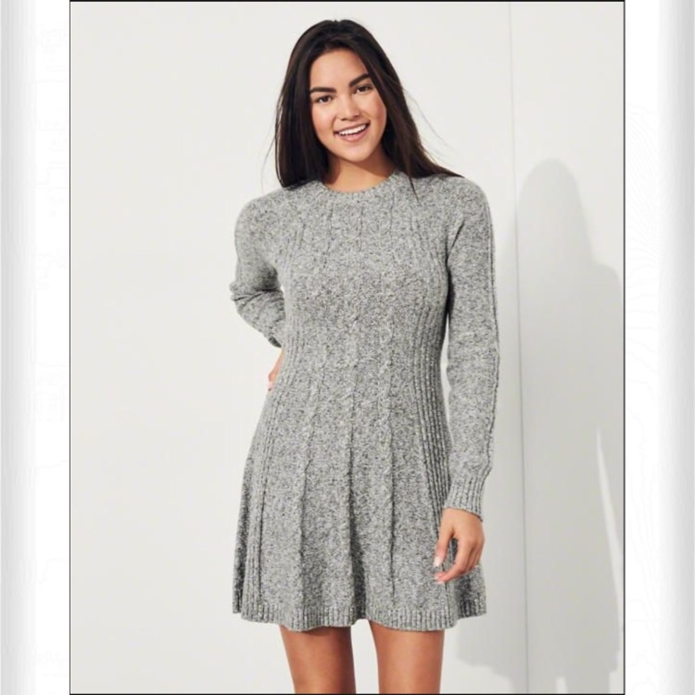 Hollister Fit & Flare Cable Knit Sweater Dress